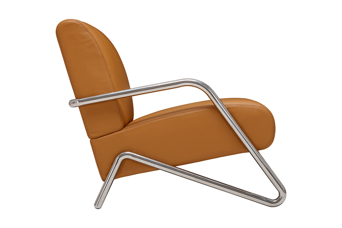 MILANO CHROME & LEATHER LOUNGE CHAIR